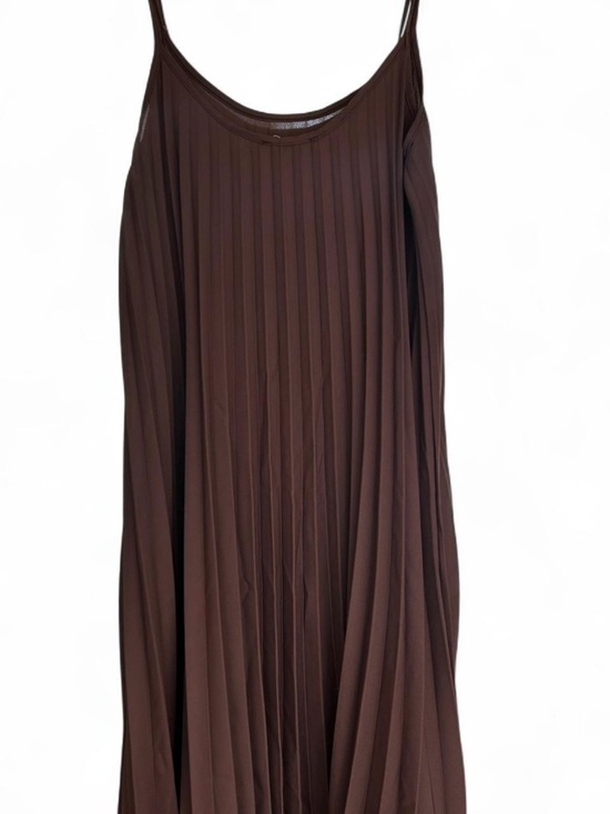 See You Monday Brown Pleated Midi Slip Dress - Picture 4 of 5